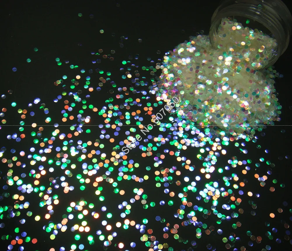

Iridescent White Glitter Round Dot Shape 2MM with Colorful Purple Gold Green Tints for Nail Glitter Craft Art Decoration