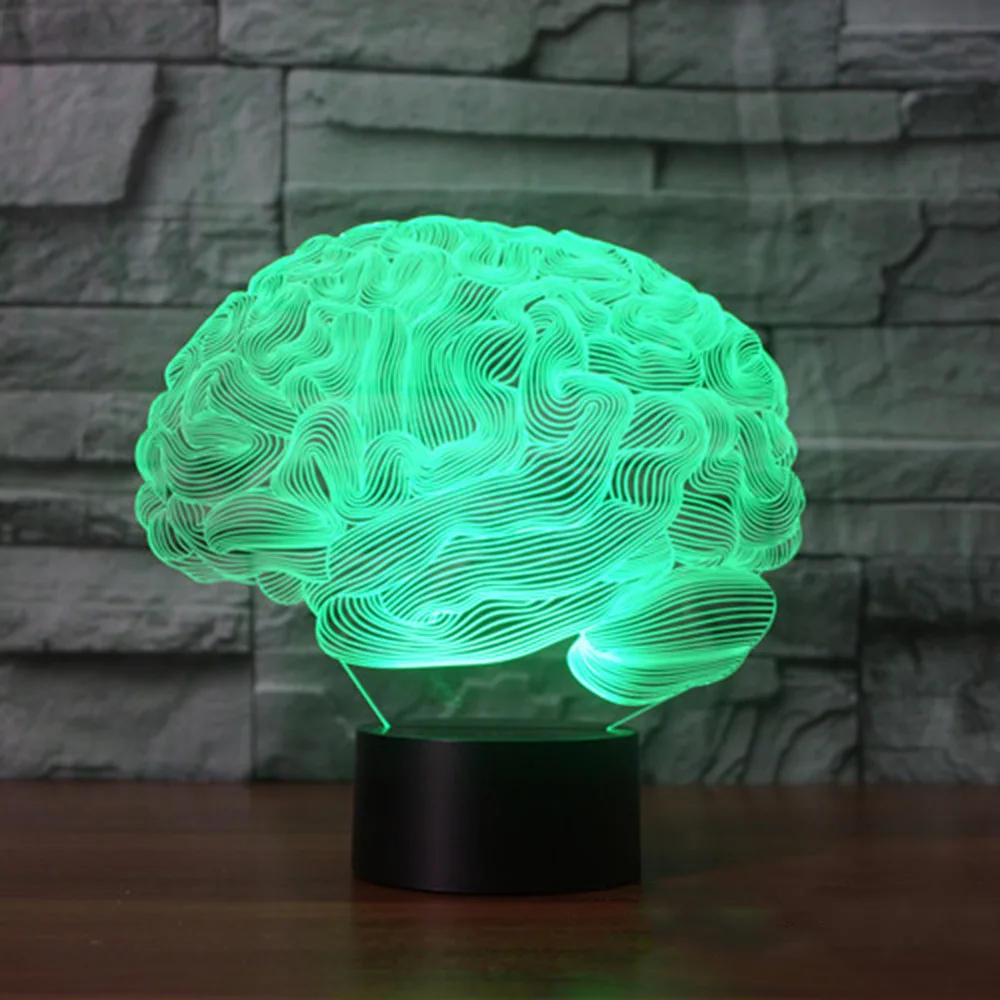  Brain Shape 3D Illusion Lamp 7 Color Change Touch Switch LED Night Light Acrylic Desk lamp Atmosphe