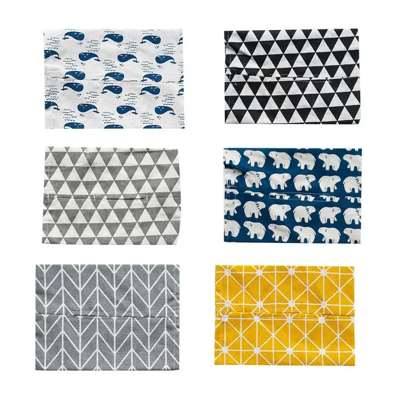 

Nordic Style Cotton Linen Tissue Cover Box Rectangle Paper Container Geometric Animal Pattern Napkin Storage Holder Case