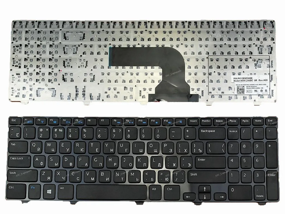 Новая русская клавиатура для Dell Inspiron 15V 15R 3521 3537 5421 5521 5537 5535 2521 Vostro глянцевая рамка