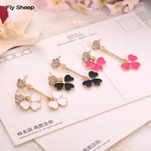 Fashion Asymmetrical Temperament Simple Black Earrings Women Luxury Crystal Long Dangle Earrings Jewelry for Party Ceremony