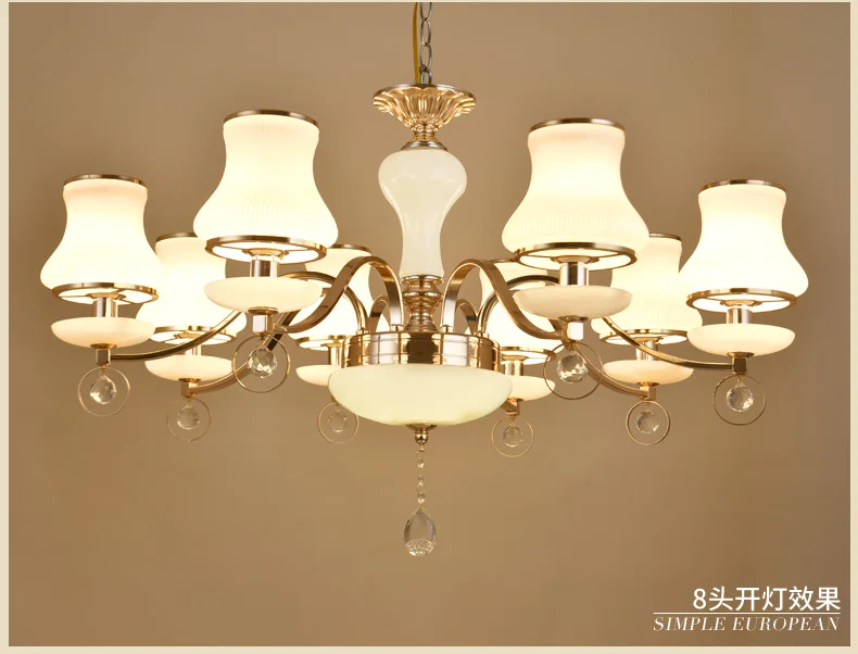 8 lights Европейская Люстра для гостиной, стеклянная креативная люстра, люстра для американского ресторана, простая хрустальная люстра, Современная - Цвет абажура: 8 lights