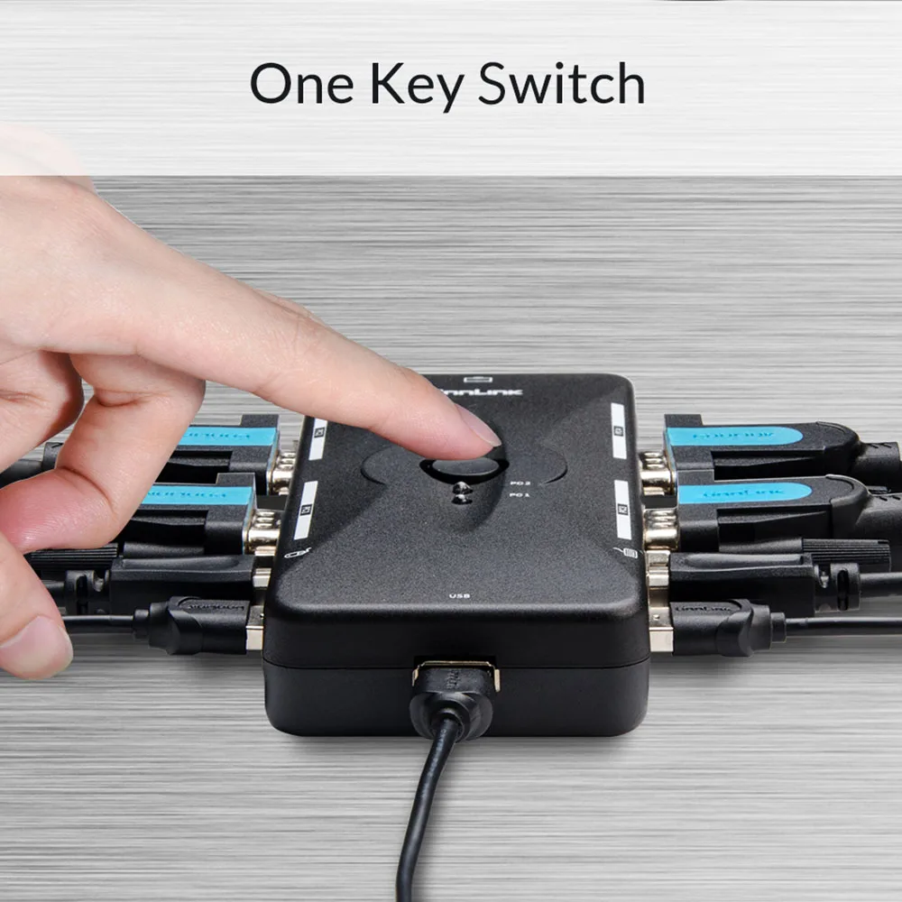 Unnlink 4X1 VGA KVM переключатель usb-хаб коробка селектор адаптер USB 2,0 KVM 4 в 1 выход VGA печать автоматический переключатель коробка для 4 компьютера Ноутбуки