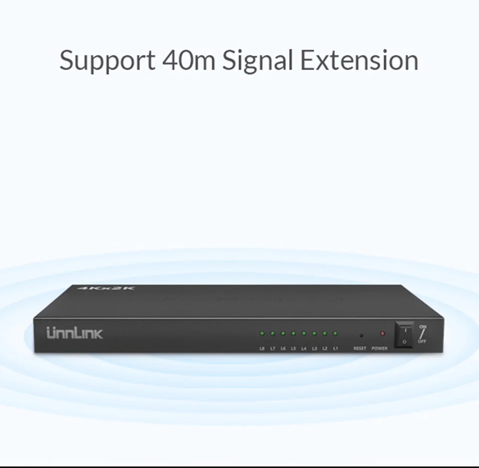 Unnlink HDMI разветвитель 1X8 UHD 4K* 2K@ 30Hz FHD 1080P@ 60Hz 3D 1 In 8 Out для компьютера Smart Светодиодный tv MI Box проектор ps3 4 монитор