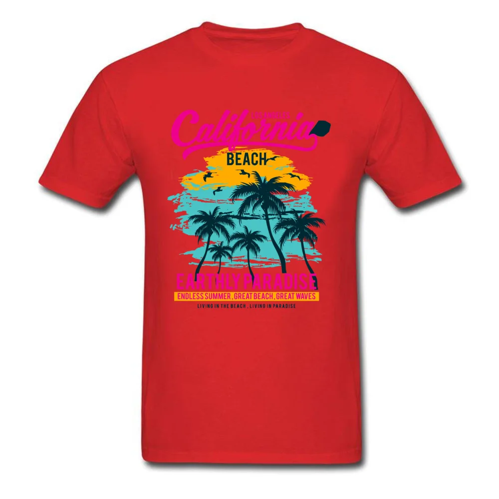 California Beach Paradise Tops T Shirt Designer Crew Neck Custom Short Sleeve 100% Cotton Mens T Shirt Design Sweatshirts California Beach Paradise red