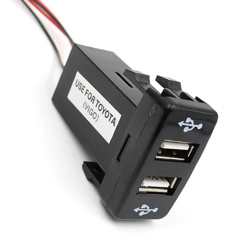 Высокое качество ABS Материал автомобиля двойной USB порт приборной панели быстрое зарядное устройство адаптер 5 в 2.1A для TOYOTA черный цвет 4*2,2*5,8 см