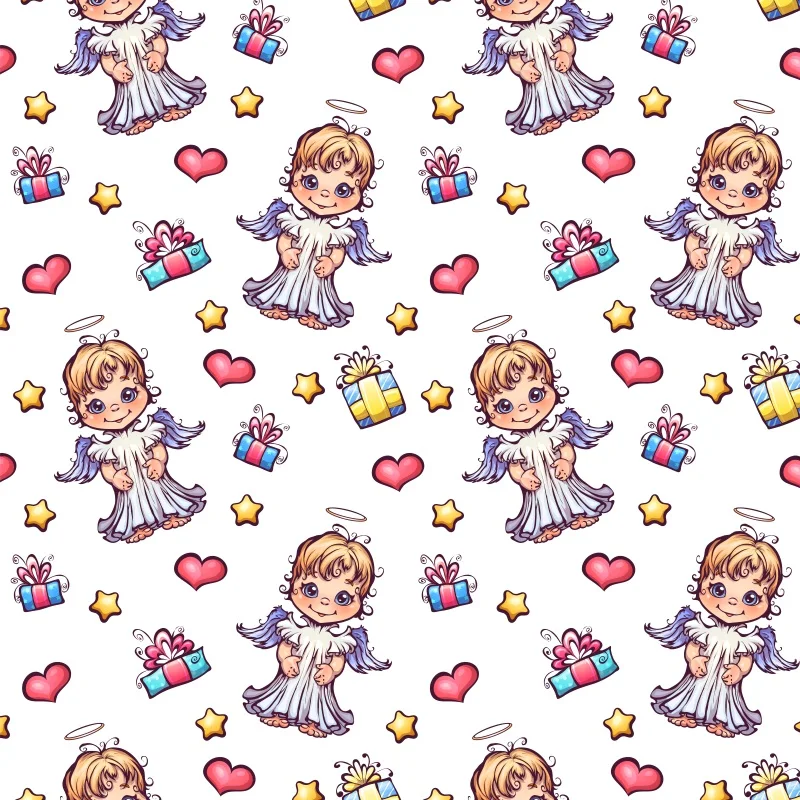 Laeacco Sweet Girl Angel Gift Seamless Pattern Photo Backgrounds Customized Digital Photography Backdrops For Studio | Электроника