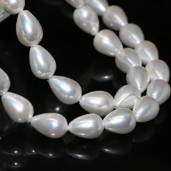 

Hot selling new design white 7*10mm natural shell pearl loose beads teardrop women gifts diy findings fine jewelry 15inch B2283