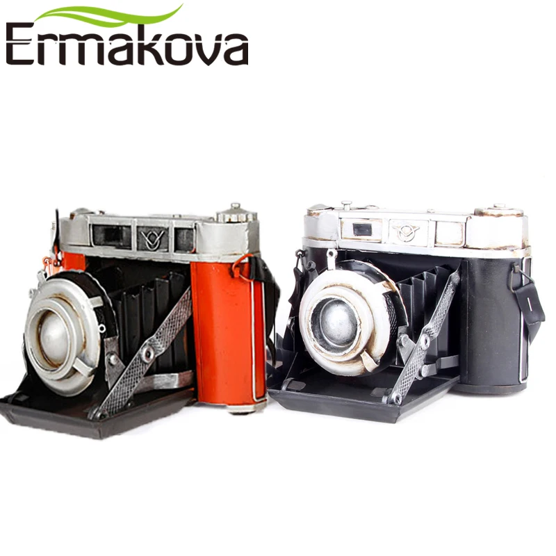 

ERMAKOVA Handmade Metal Crafts Retro Vintage Antique Single Lens Reflex DSLR Camera Model Prop Gift Home Decor Ornament