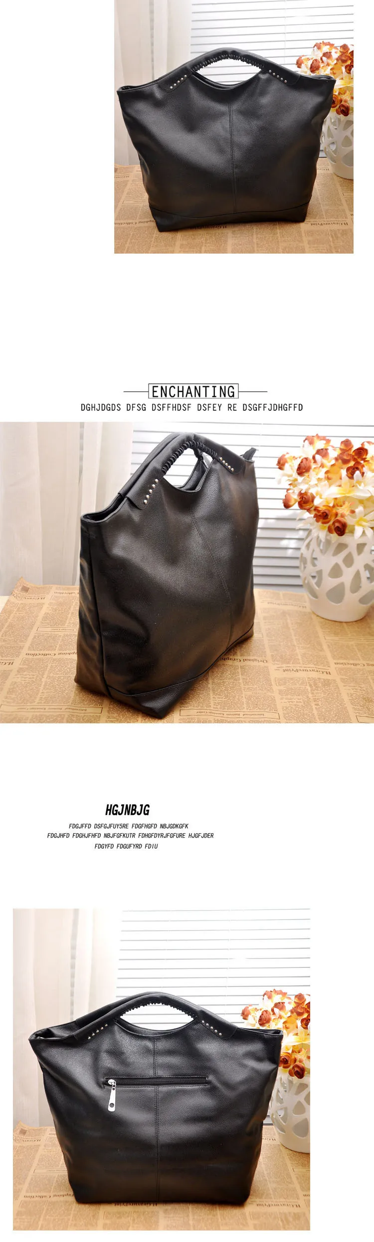 Модная Высококачественная женская сумка, новая популярная черная женская сумка из искусственной кожи, сумка с заклепками, большая сумка-тоут, известная дизайнерская сумка на плечо, CC-07