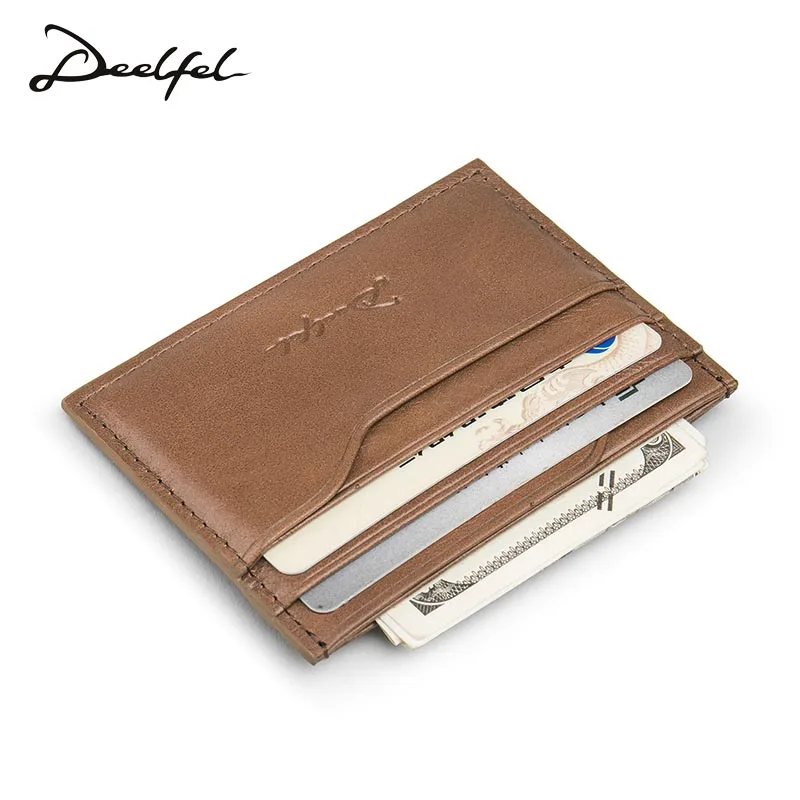 

Deelfel Genuine Leather Men Wallets Cowhide Coin Purse Mini Credit&id Wallets Smore Male Purse Vintage Business Card Holder