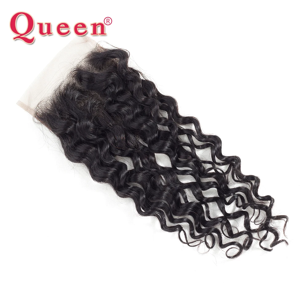 Queen hair перуанский волна воды 3 или 4 Связки с синтетическое закрытие волос Remy натуральные волосы Weave Связки синтетическое закрытие шт./лот
