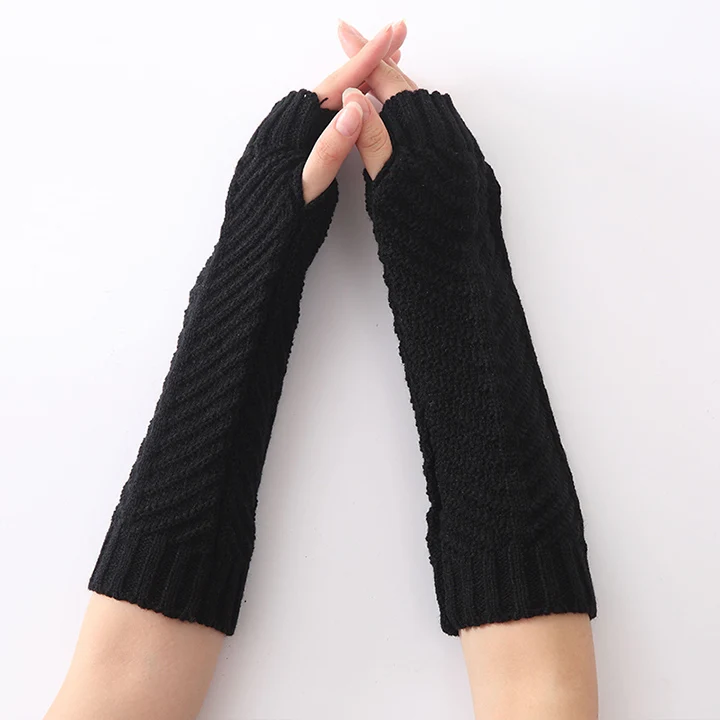 YOZIRON/Новые Модные женские вязаные гетры в форме рыбки, зимние вязаные длинные перчатки с рукавами для женщин, перчатки без пальцев для девочек