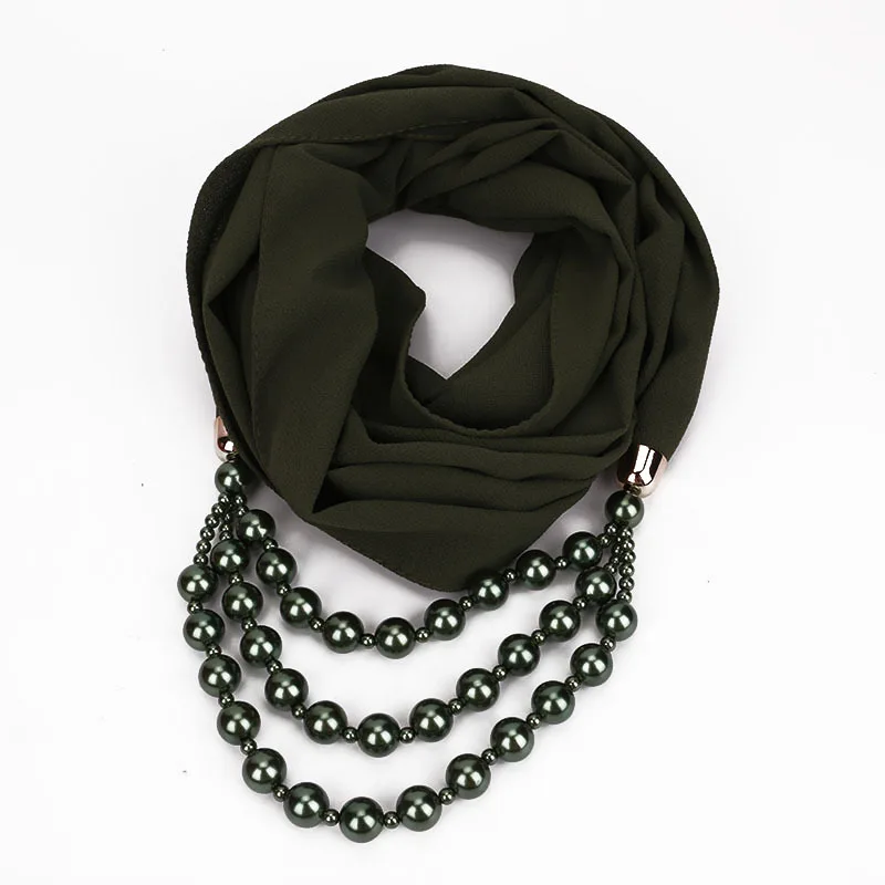 Дизайн, ювелирное ожерелье из твердого жемчуга, женский шарф для дам, Ювелирный шарф, чистый цвет, Женский хиджаб, магазины