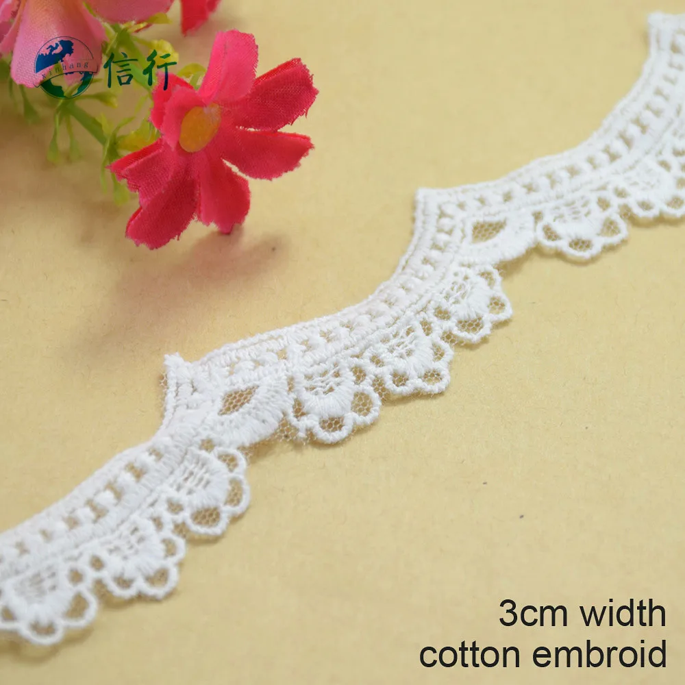 3cm width Cotton embroid lace sewing ribbon guipure trims or fabric warp knitting DIY Garment Accessories free shipping#3605 | Дом и сад