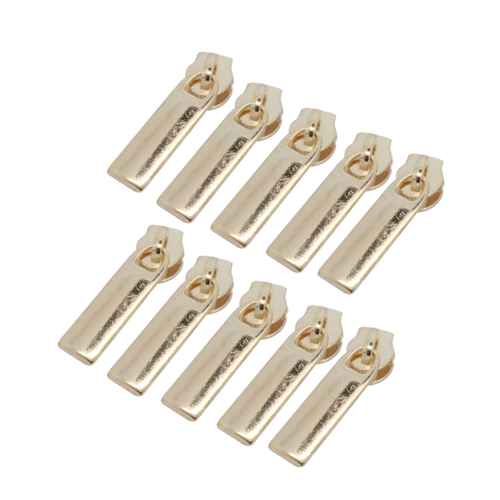 10Pcs Gold Plated #3 Fix Zip Puller/Zipper Pull Sliders Zip Head Zipper Repair Instant Kit Removable Rescue Replacement 7x25mm 