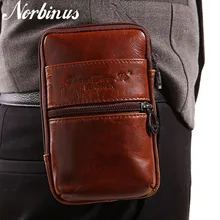 Norbinus Мужские поясные сумки из натуральной воловьей кожи, поясные сумки для мобильного телефона, чехол для мобильного телефона, зажим для ремня, хип-кошелек, сигаретный мешочек