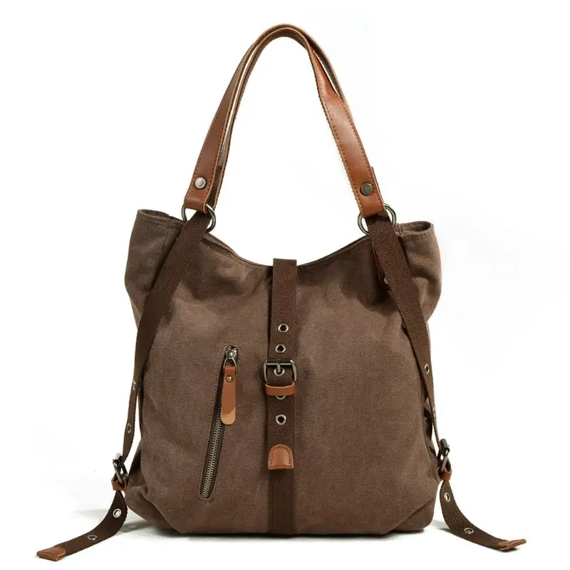Женская Холщовая Сумка-тоут, повседневная сумка на плечо, рюкзак, рюкзак-трансформер