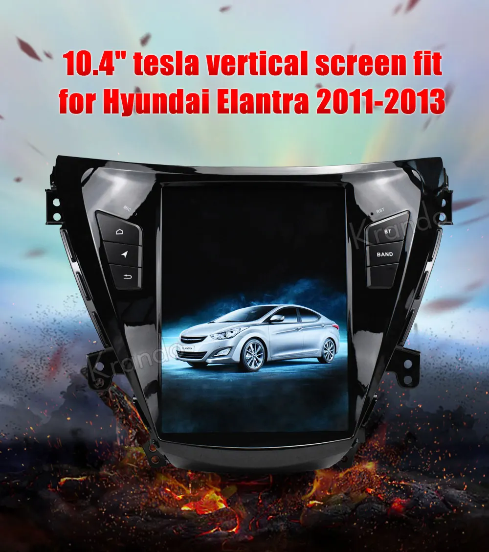 Krando Android 8,1 10," Tesla вертикальный автомобильный dvd аудио плеер для hyundai Elantra 2011-2013 gps навигация Мультимедиа play store