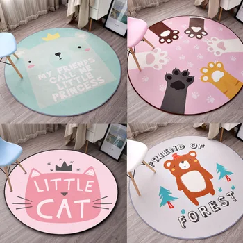 

Cute cartoon cat's paw pink round children carpet area rug for living room floor Tapete corona decoracion room kids play mat