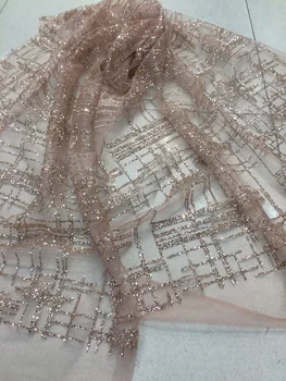 

good quality and beautiful embroidered net lace fabric CiCi-31713 with glitter African tulle lace for lady dress