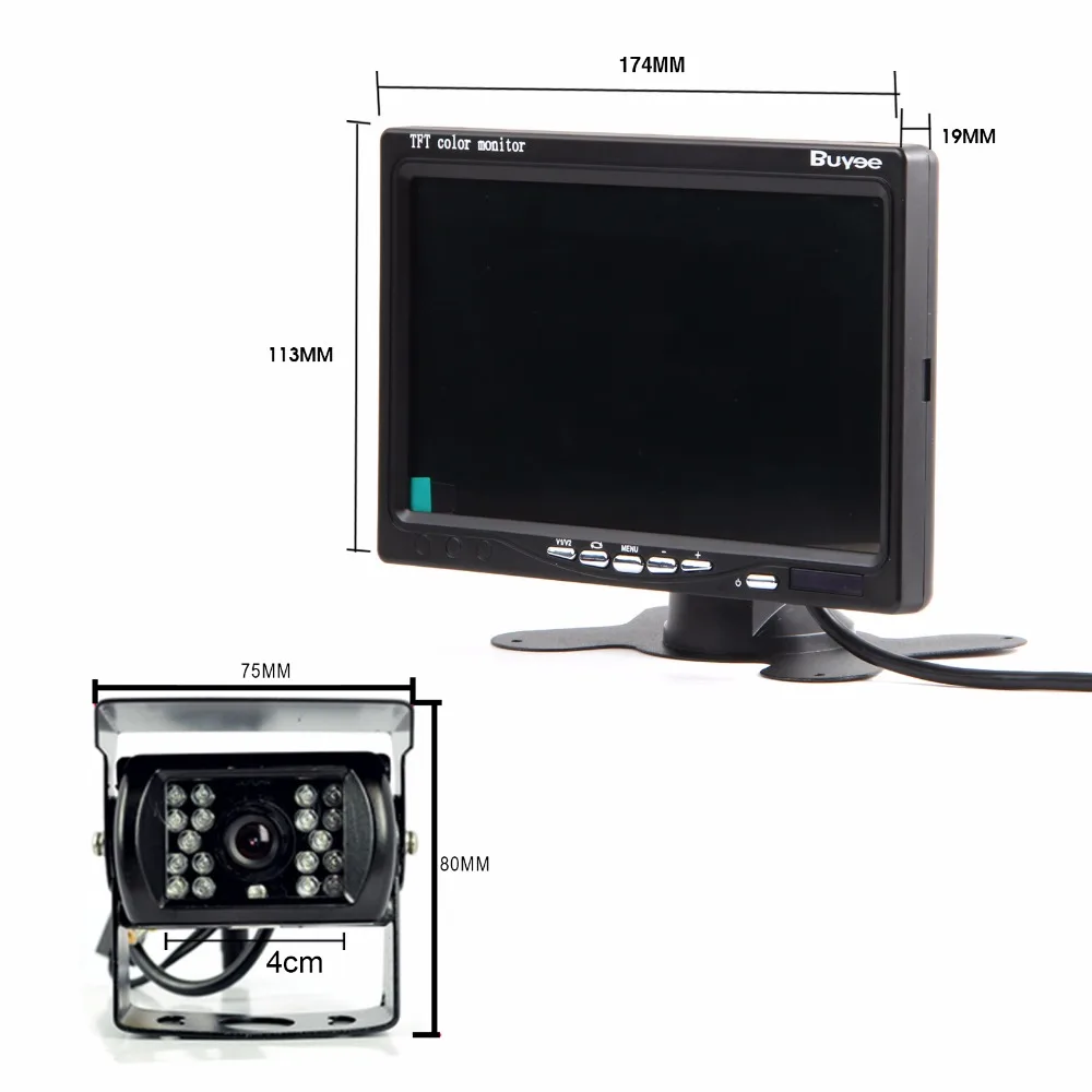 Buyee kit vue arri/ère de voiture tFT lCD 7 pouces avec 2 x 18 lED-inversion cam/éra cCD de recul
