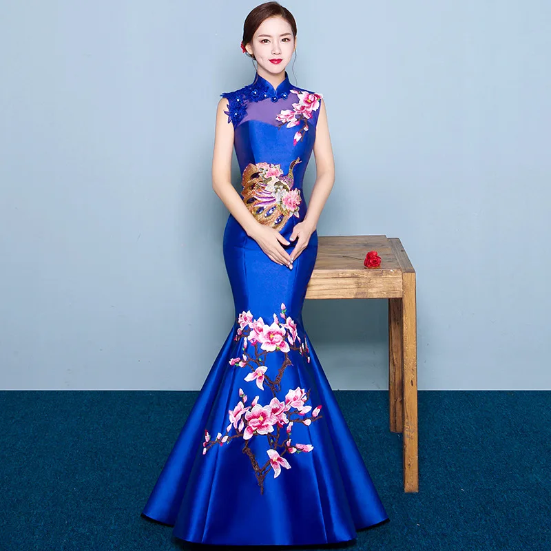Chinese Female Evening Dress Cheongsam Qipao for Wedding Party
