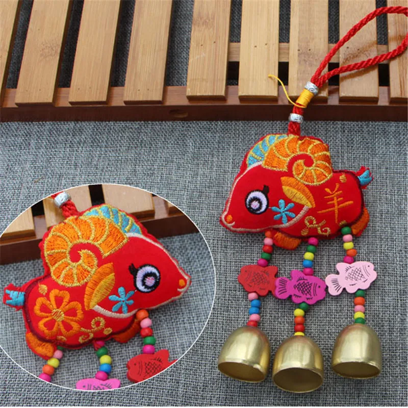 Chinese New Year Of The Pig Stuffed Toy Ethnic Flavor Zodiac Mascot Benediction Child Baby Lucky Pendant Small Bell11