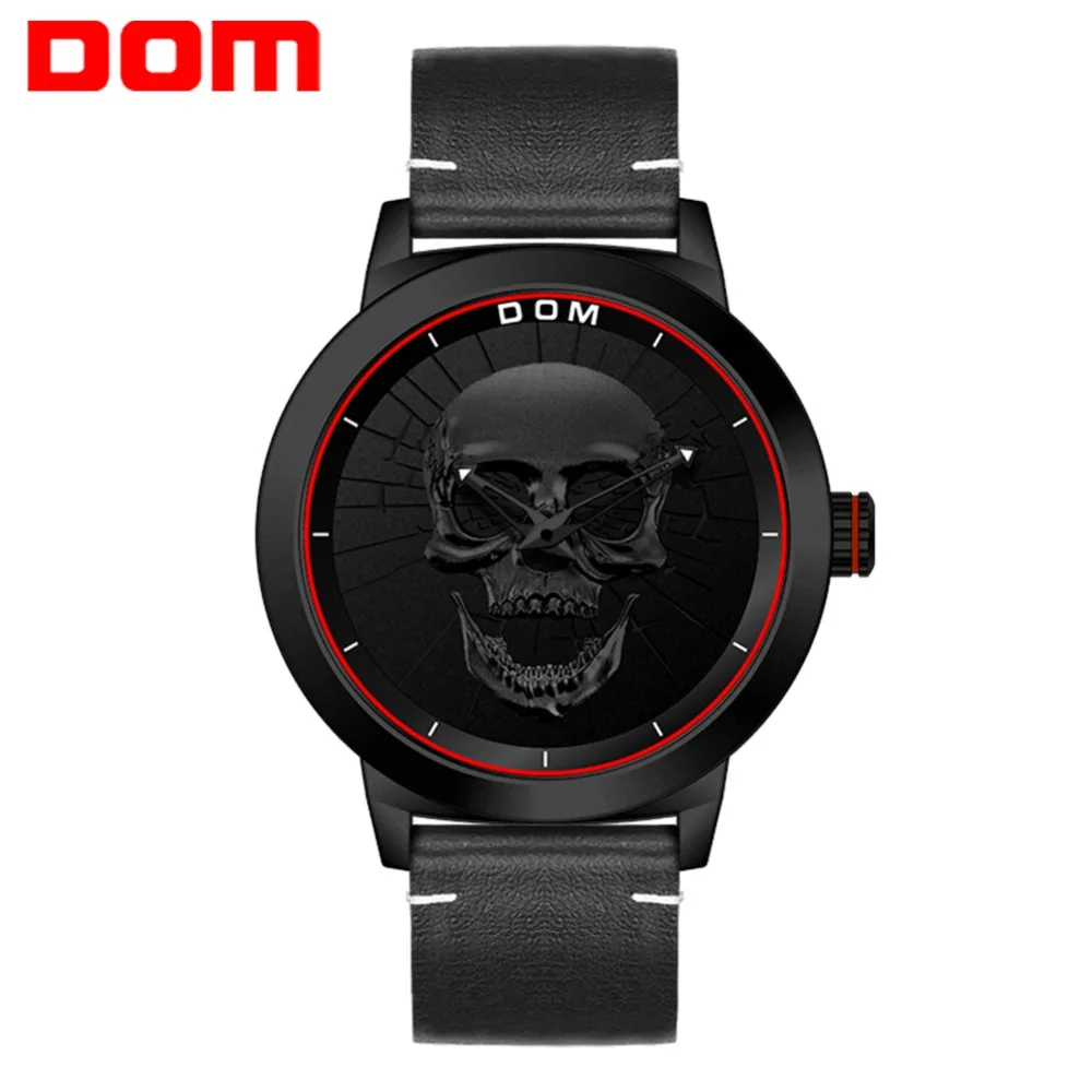 

Men's Watch DOM Cool Bone Luxury Brand Fashion Waterproof Creative Clock Black Male Watch Skull Style Quartz Men Watches Clock