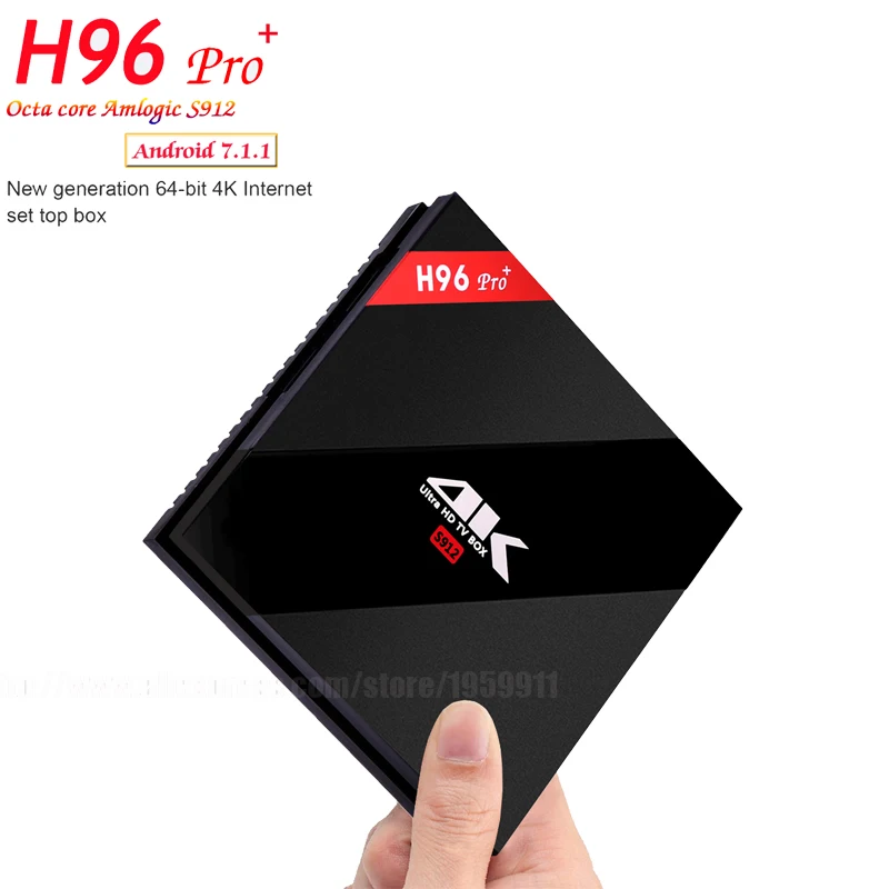 

H96 PRO Android 7.1 TV BOX With Amlogic S912 64bit Octa-core SET TOP BOX Support Bluetooth 4.1 H.265 4K Display