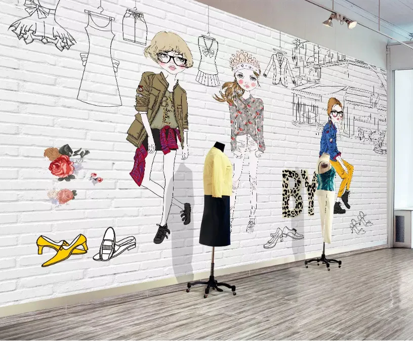 Beibehang пользовательские модные стерео обои ретро ручная роспись красота магазин одежды инструменты papel де parede папье peint behang - Цвет: 15774917