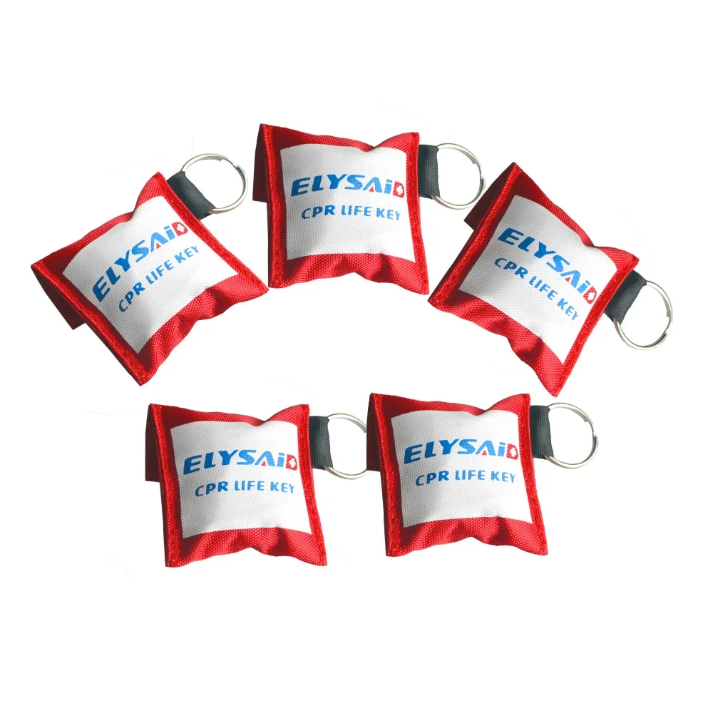 

Elysaid 100Pcs/Lot CPR Resuscitator Mask CRP Face Shield With Keychain Key Ring One-Way Valve With Gloves Emergency Rescue Kit