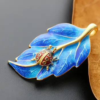 

925 sterling silver pendant retro cloisonne leaf beetles silver pendant silver pendant