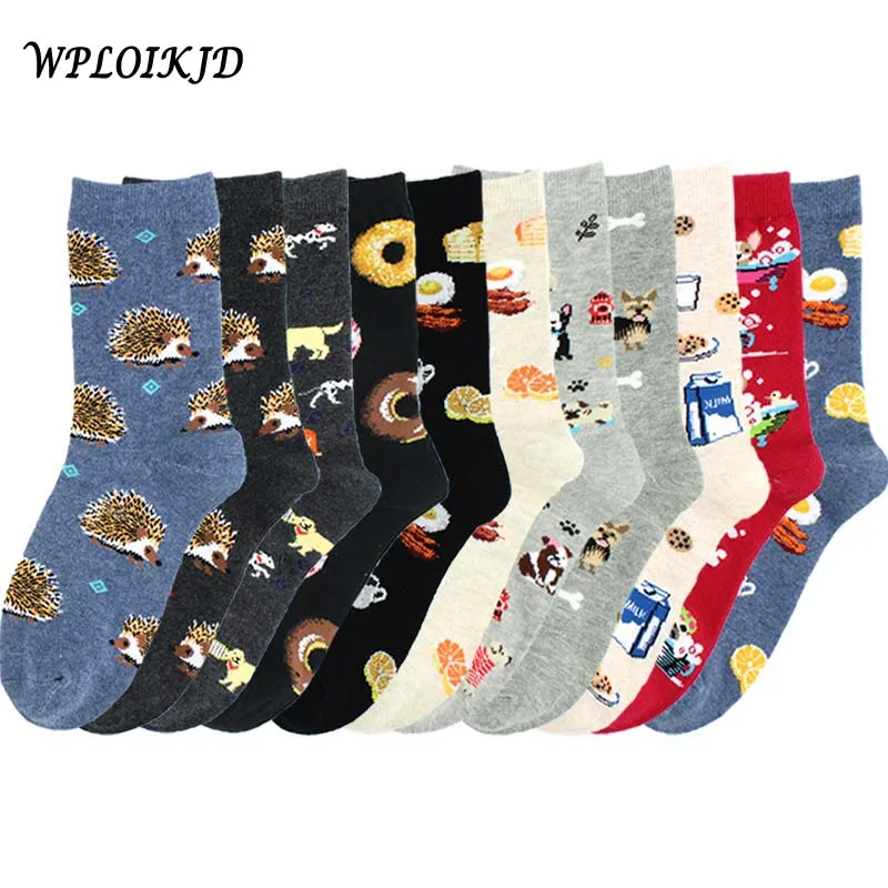 

[WPLOIKJD]Harajuku Korean Style Women Socks Animal Dog Donuts Milk Coffee Fashion Cute Socks Women Creative Calcetines Skarpetki