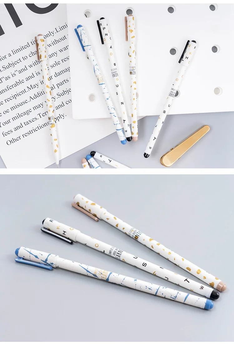 3 pcs/lot Modern Stylish Gel Pen Set Signature Pen Escolar Papelaria School Office Supply Promotional Gift