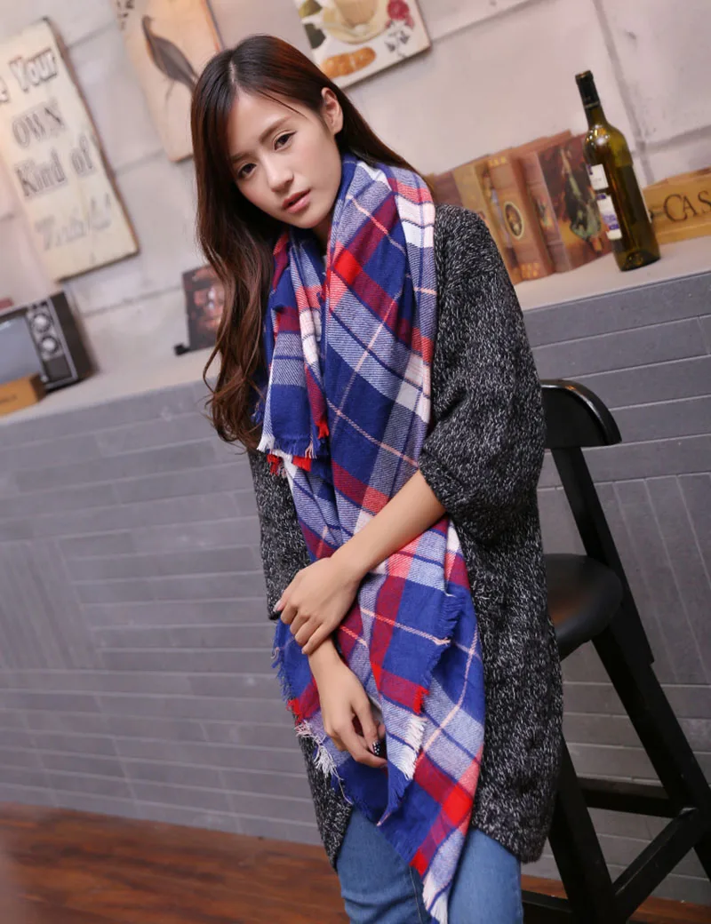 Women font b Tartan b font Plaid Scarf 2016 Cashmere Scarf Brand New Designer Unisex Acrylic