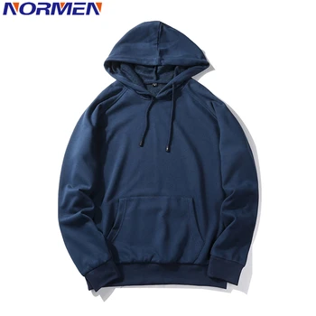

NORMEN Men's Solid Hooded Plus Size Hoodies Rib Sleeve Casual Tops Sweatshirts Men For 2018 Spring New Arrival Hot Sale Streetwe