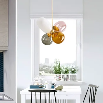 

New Nordic Creative Glass Ball Simple Dining Room Pendent Lamp Modern Children Bedroom Pendent Light Indoor Decoration lighting