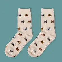 Новое поступление милые Для женщин Девушки Повседневная Удобная хлопковая куртка с принтом, хлопковые носки с изображением кошечки Носки дышащие носки Повседневное популярный молодежный стиль носки soxs