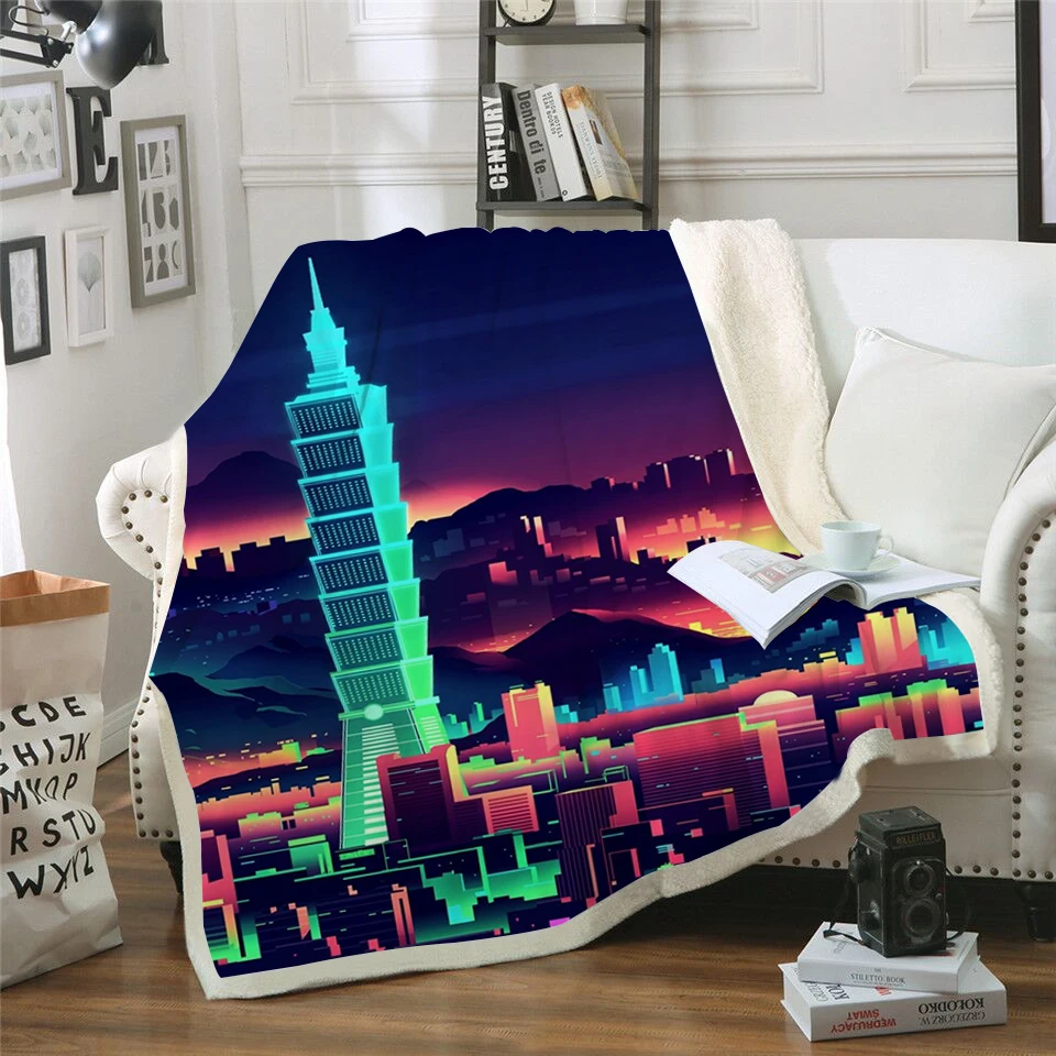

Taipei 101 3D Printed Sherpa Blanket Couch Cover Travel Youth Child Bedding Outlet Velvet Plush Throw Fleece Blanket Bedspread
