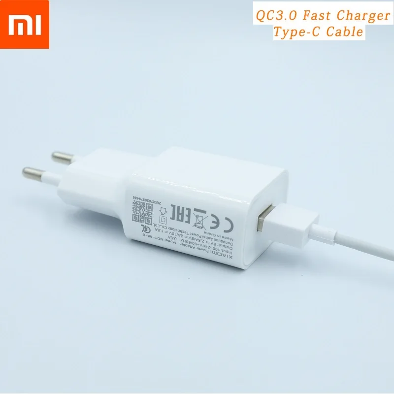 

Original Xiaomi MI6 QC 3.0 Quick Fast Charging EU charger adapter USB Type C Cable For mi 8 8se lite 6 6x a1 mix max 2 2s 3