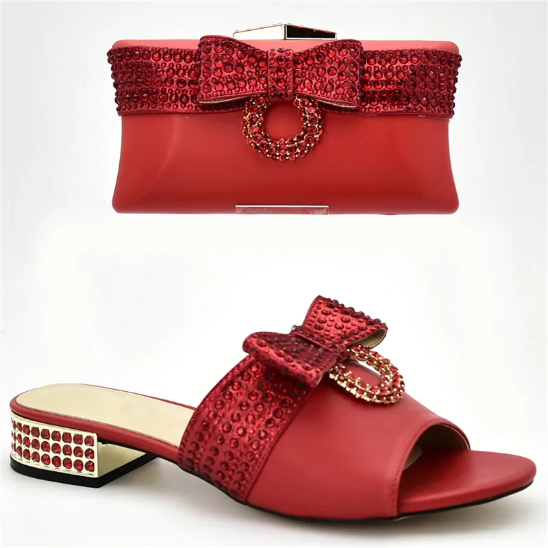 

New Arrival Luxury Shoes Women Designers Nigerian Shoes and Matching Bags Set Decorated with Rhinestone Italian Shoe and Bag Set