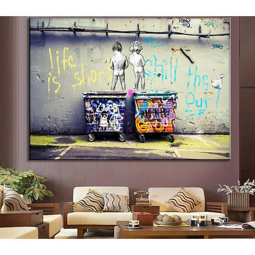 Hot-Sale-Banksy-Art-Life-Is-Short-Chill-The-Duck-Out-cheap-modern-canvas-artwork-canvas