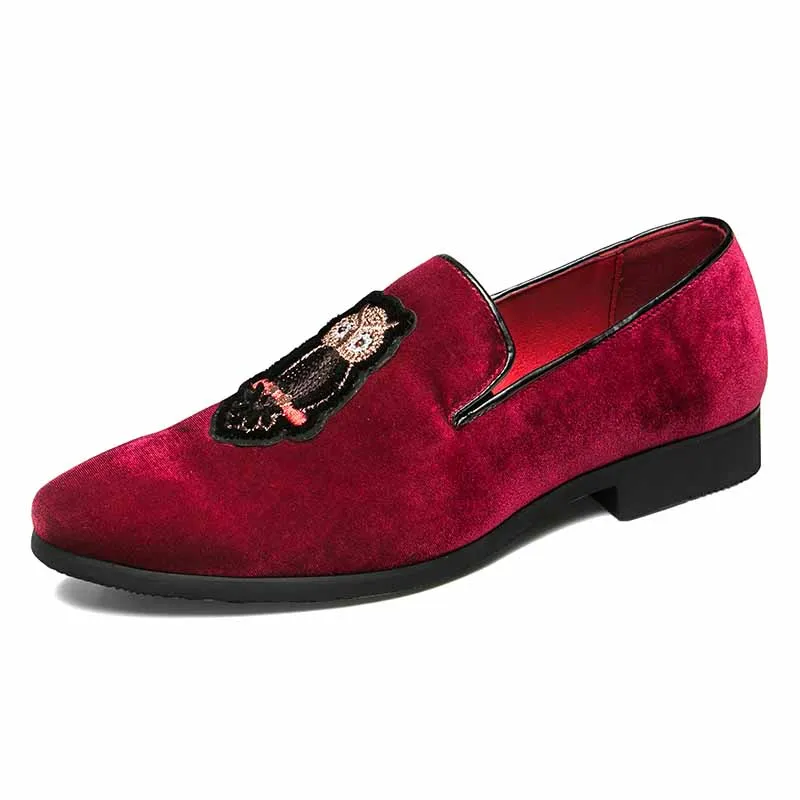Мужские лоферы с животными; кожаные оксфорды с острым носком; модельные туфли в деловом стиле; официальная оксфордская обувь для мужчин; Мужская Свадебная обувь на плоской подошве; zapatos - Цвет: 2522 red