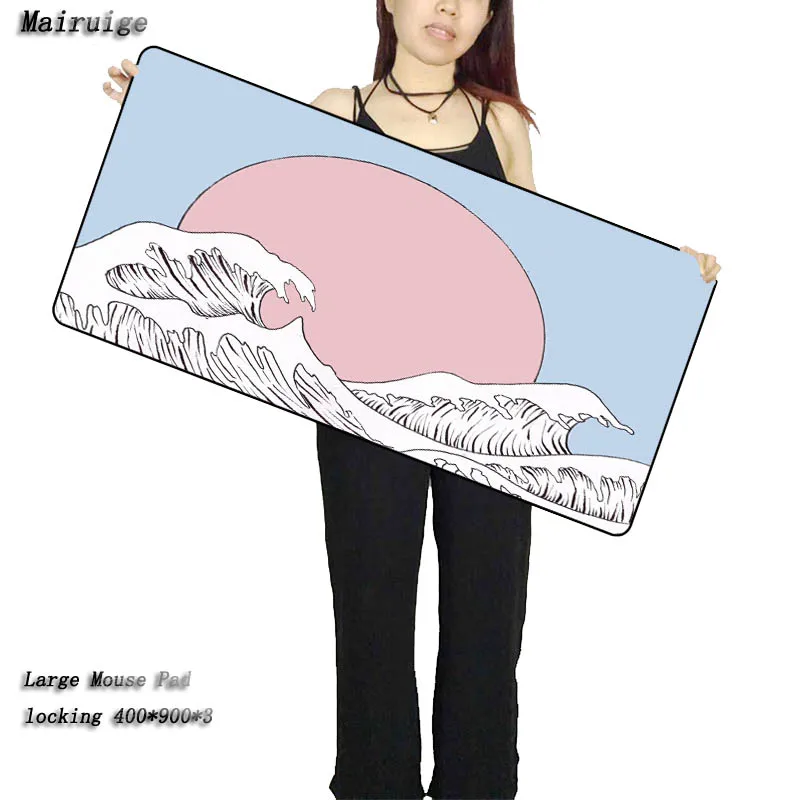Mairuige Waves Drawing Art 900*400*3 мм компьютерный водонепроницаемый коврик для мыши с замком