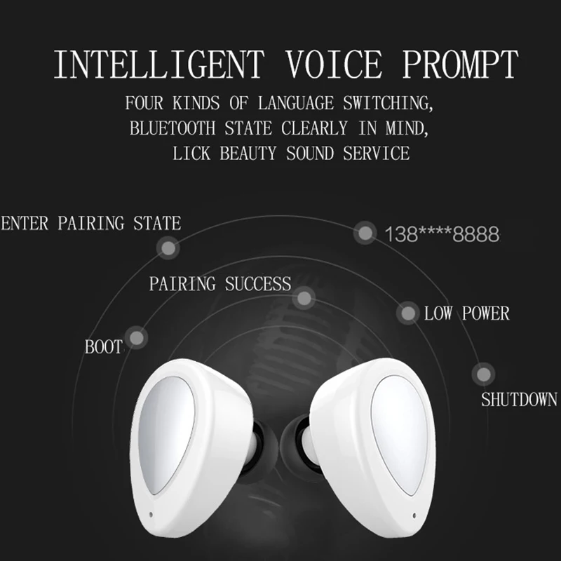 TWS стереонаушники K2 компактные с поддержкой Bluetooth и зарядным футляром|Наушники
