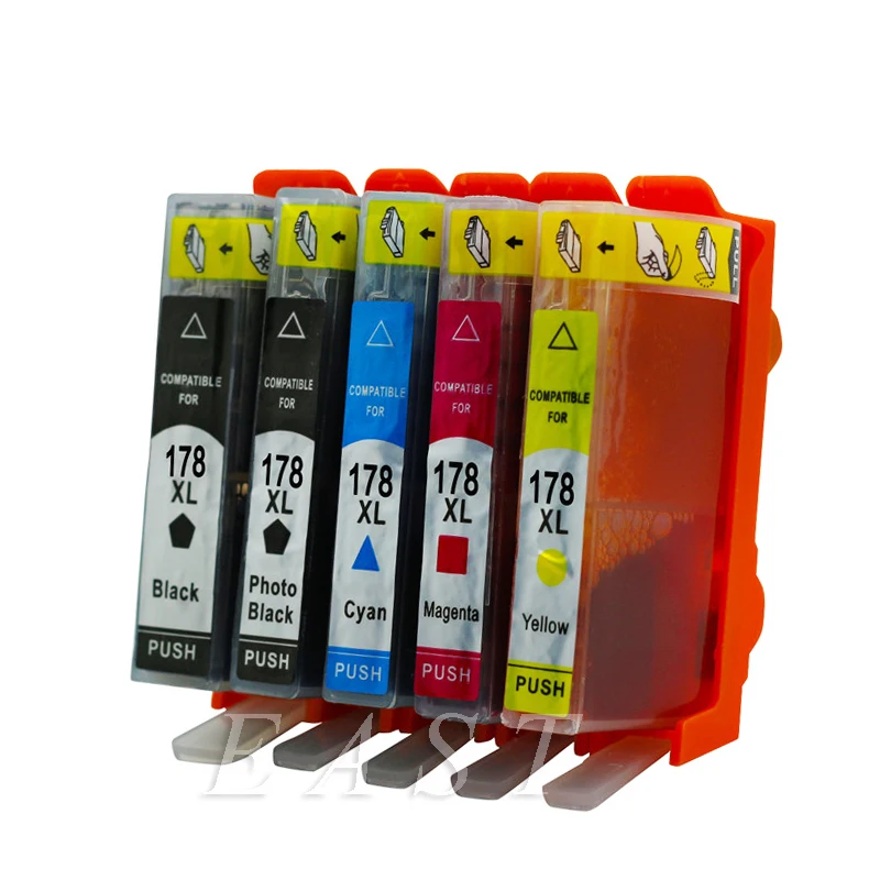 

5PK  ink cartridge for HP178 178 XL for hp 5510 5515 6510 B109a B109n B110a B210b B209a B210a 3070A with chip with ink