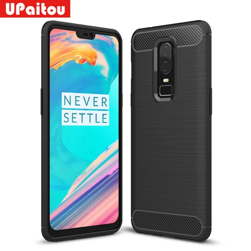 cheap UPaitou Case For Oneplus 6 Case Carbon Fiber Case Scratch Resistant Soft Back Cover for Oneplus6 Case