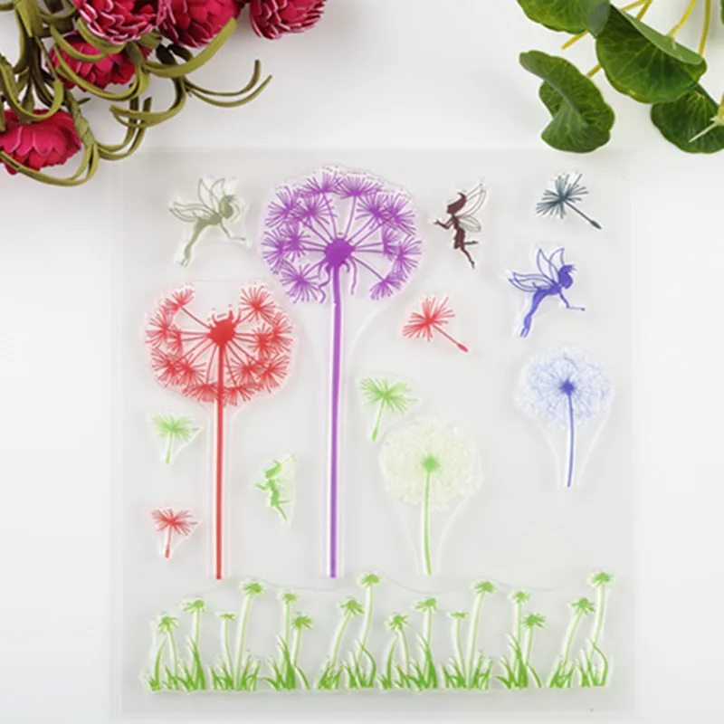 

2016 new Scrapbook DIY Photo Album Account Transparent Silicone Rubber Clear Stamps Dandelion