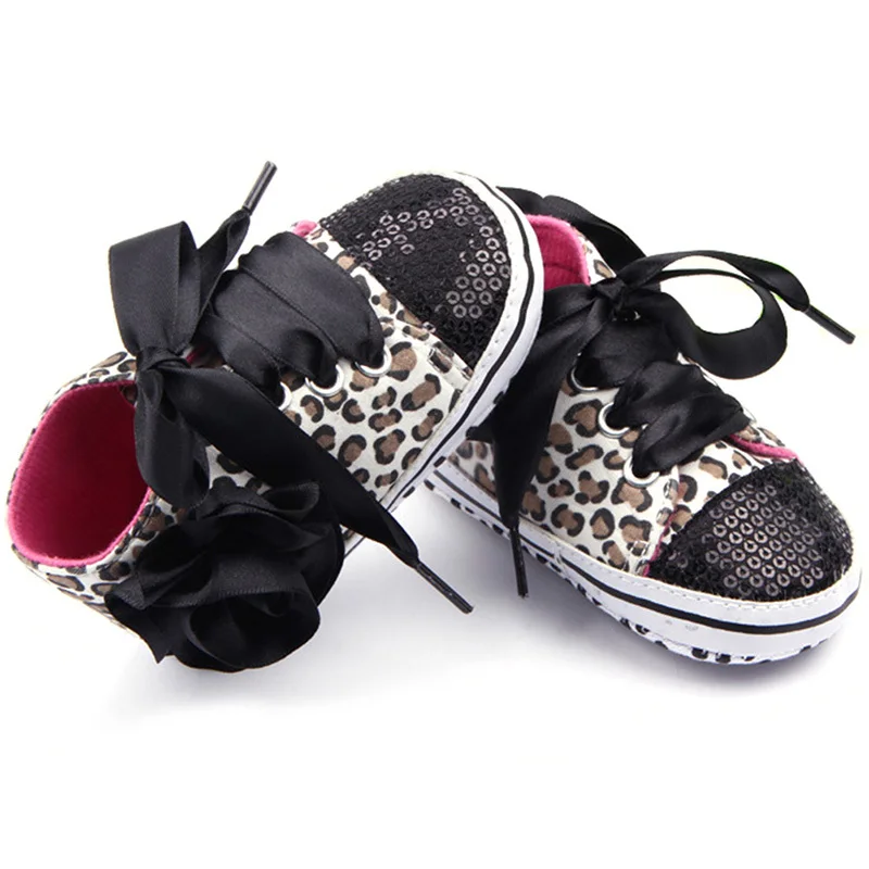 Одежда для малышей девочек Узелок Leopard блесток тапки Нескользящая кроватки обувь